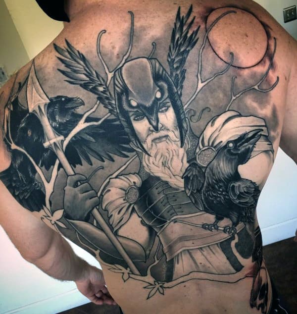Modern Mens Odin Back Tattoo Design Ideas