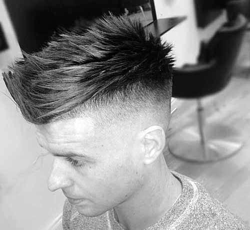 Modern Mens Spiky Fohawk Fade Haircut