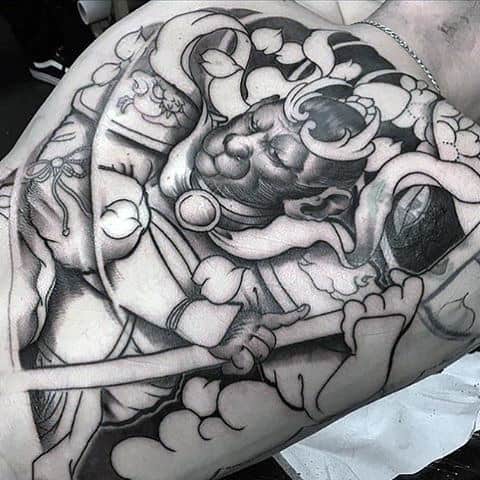 Modern Monkey King Male Back Tattoos