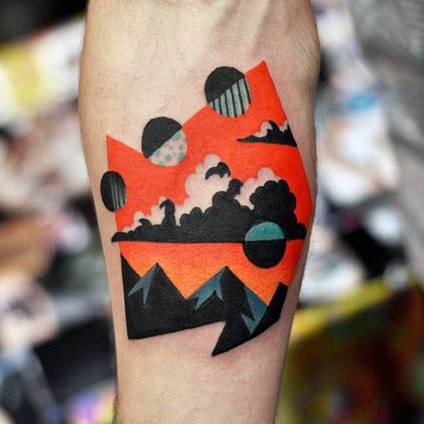 Modern Moon Phases Circle Male Tattoo Ideas On Inner Forearm