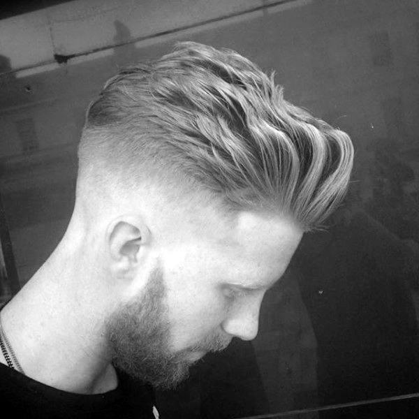 Modern Quiff Wavy Mens Skin Fade Haircut Style