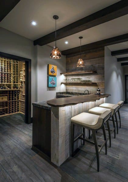 Modern Rustic Bar Design Ideas For Basement