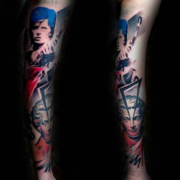 Modern Saxophone Player Mens Full Arm Tattoo