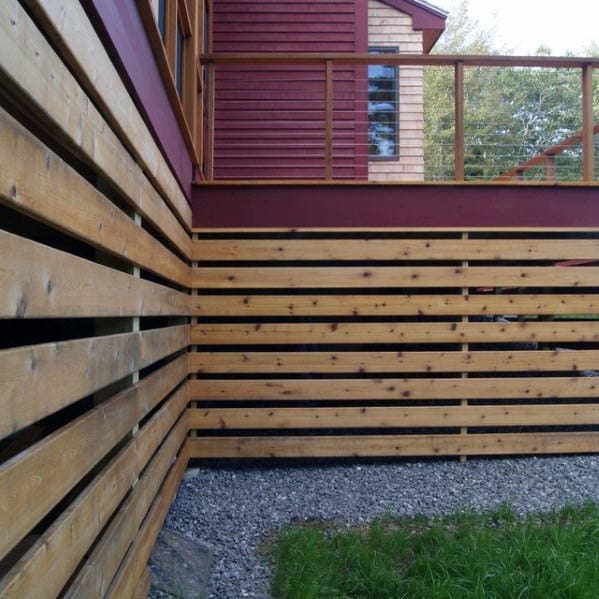 modern wood slats deck skirting