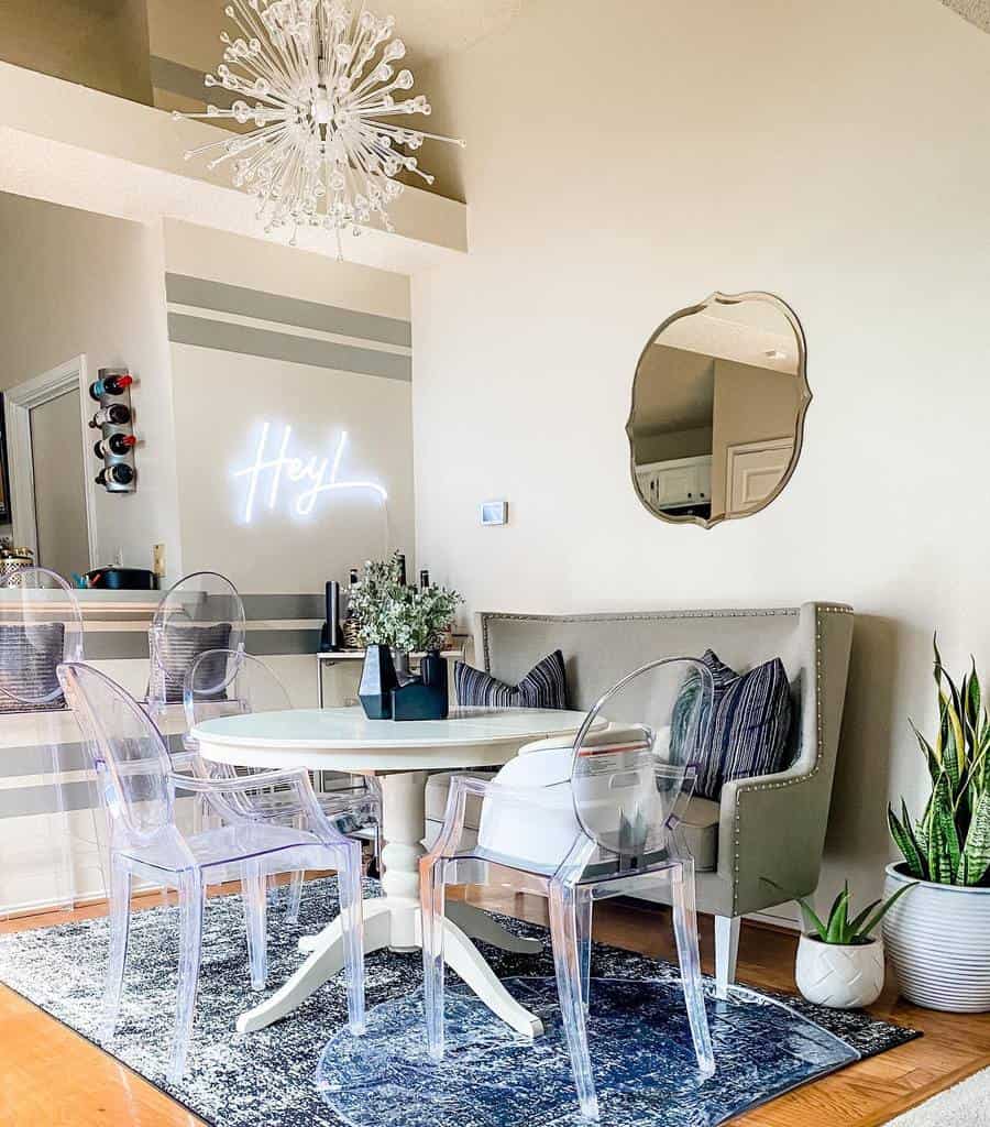 modern small dining room with plastic chairs