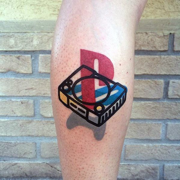 Modern Small Leg Calf Playstation Male Tattoos