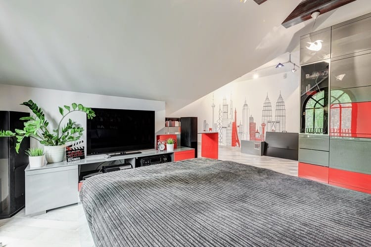 luxury modern bedroom attic gray tv cabinet