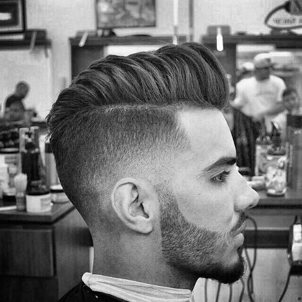 Modern Trendy Pompadour Mens Hair With Low Fade