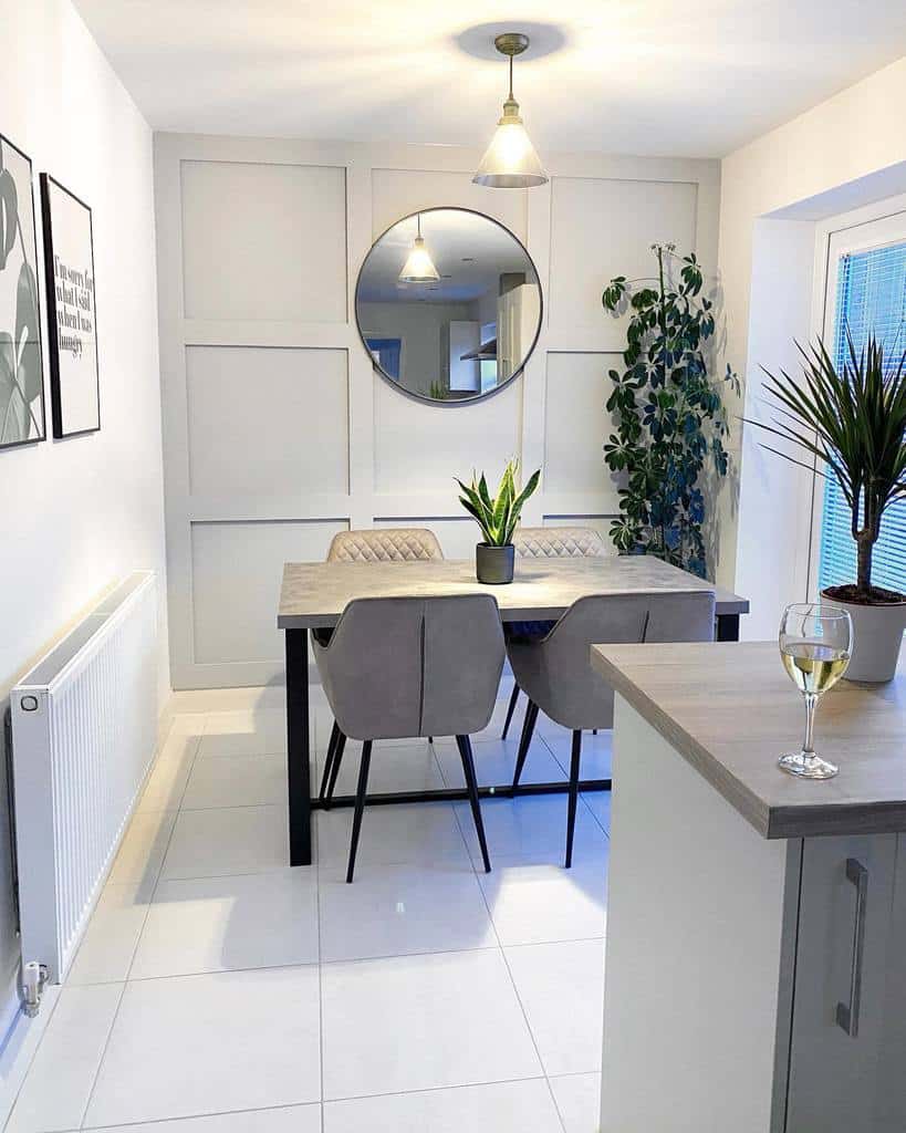 small modern dining room texture wall paneling