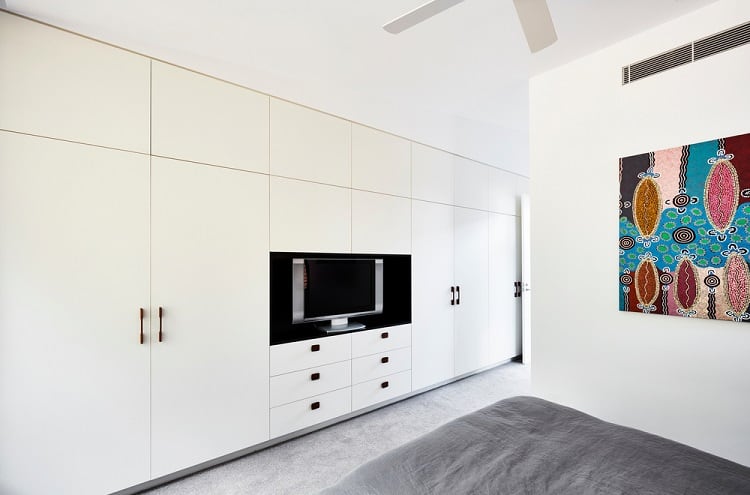 modern white bed room entertainment center wardrobe wall painting 