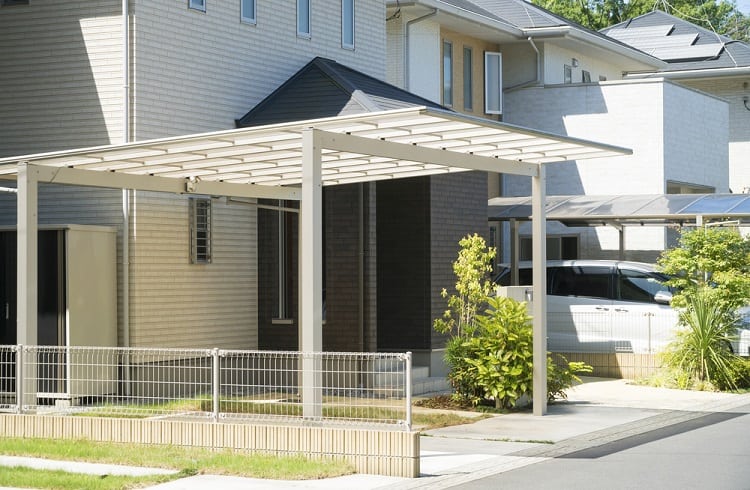 modern white metal carport