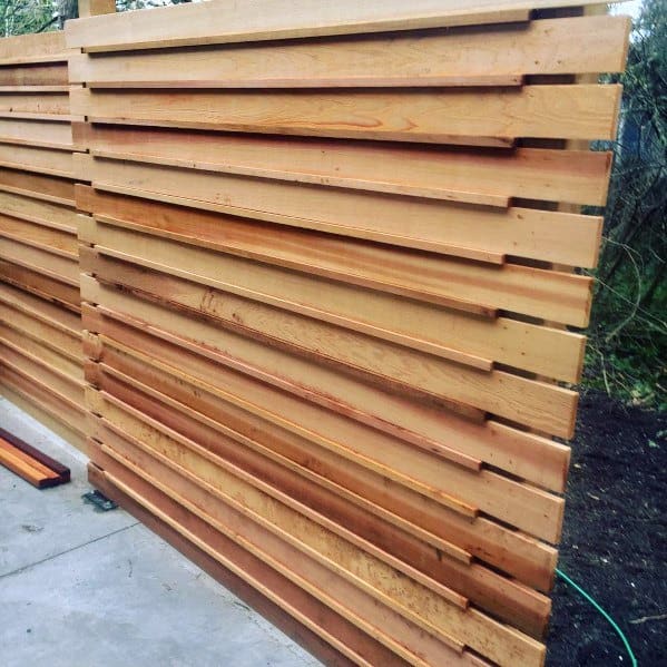 modern wood slat privacy fence