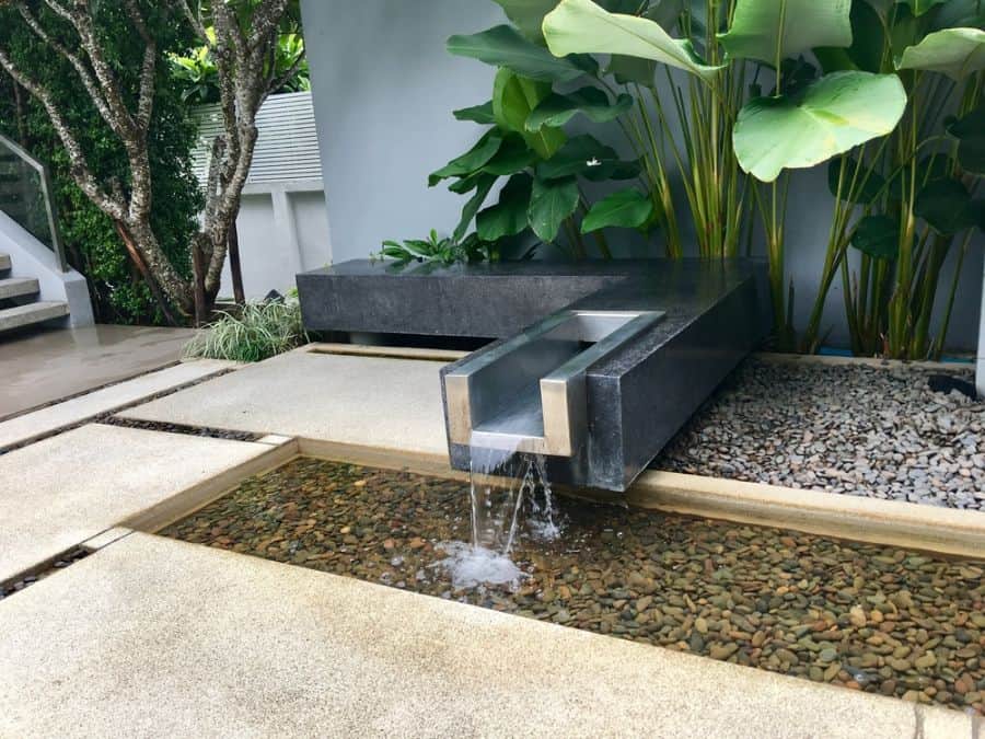 modern zen garden with water feature 