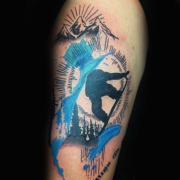 Modernised Snowboard Tattoo Male Forearm
