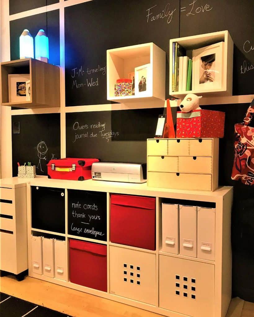 modular office storage ideas chalkboard wall