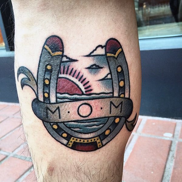 Mom Horseshoemens Leg Calf Tattoo