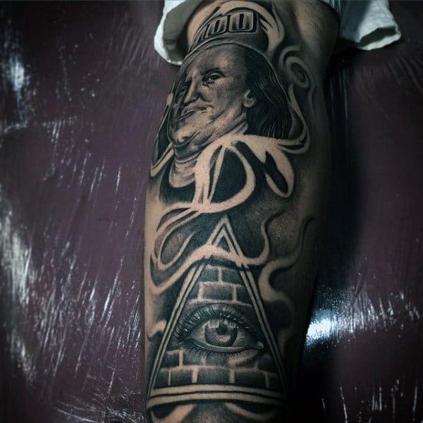Money Pyramid Mens Leg Sleeve Tattoos