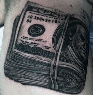 Money Tattoos Ideas For Men Rubber Band Stack
