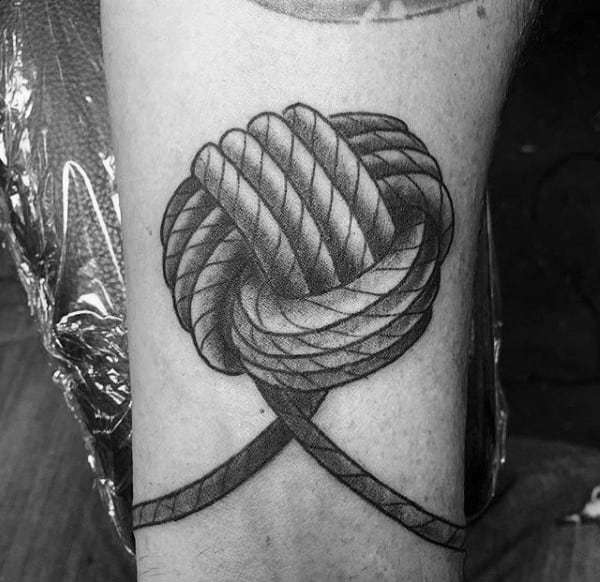 Monkey Ball Knot Male Inner Forearm Tattoo