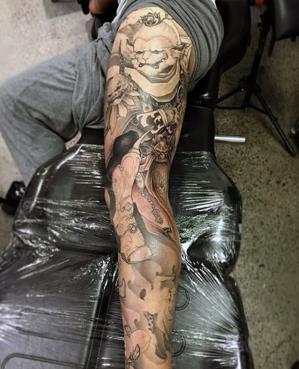 Monkey King Leg Sleeve Tattoos For Men