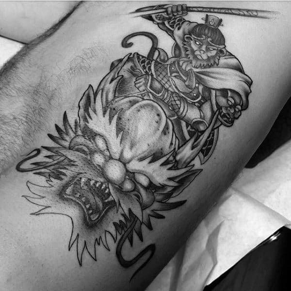 Monkey King Rib Cage Side Tattoos For Men
