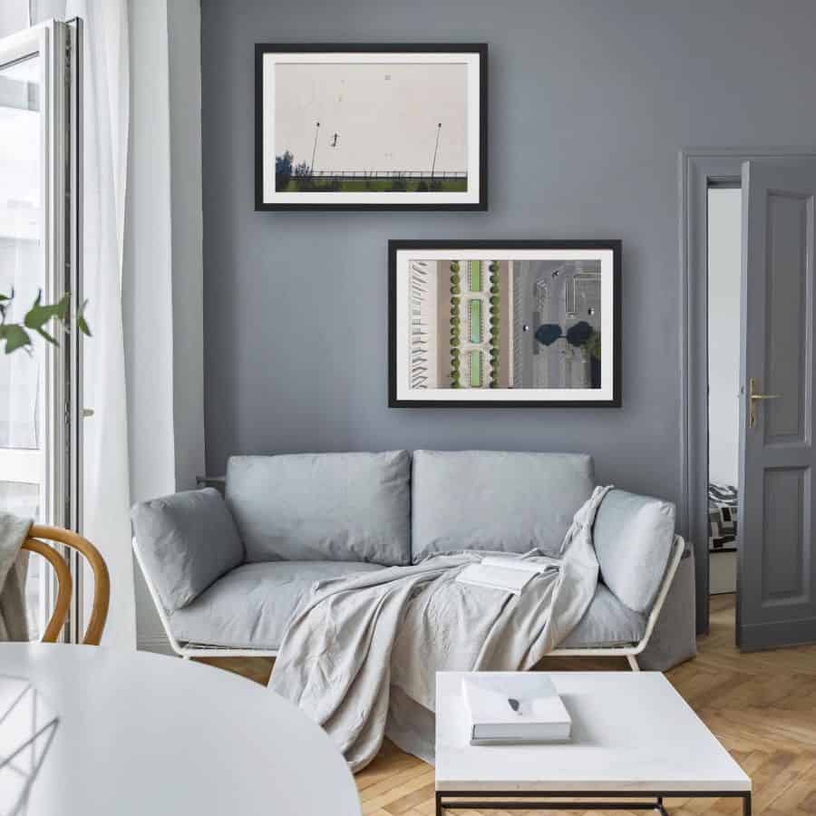 gray wall small modern living room
