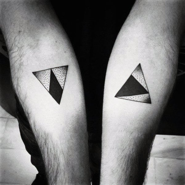 Monochrome Triangle Tattoo On Arms For Men