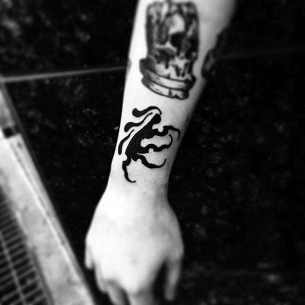 Monster Silhouette Small Mens Forearm Tattoo