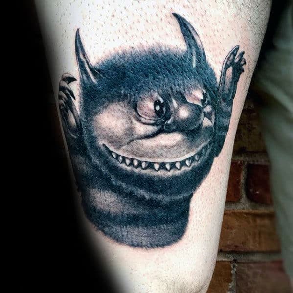 Monster Where The Wild Things Are Male Thigh Tattoo