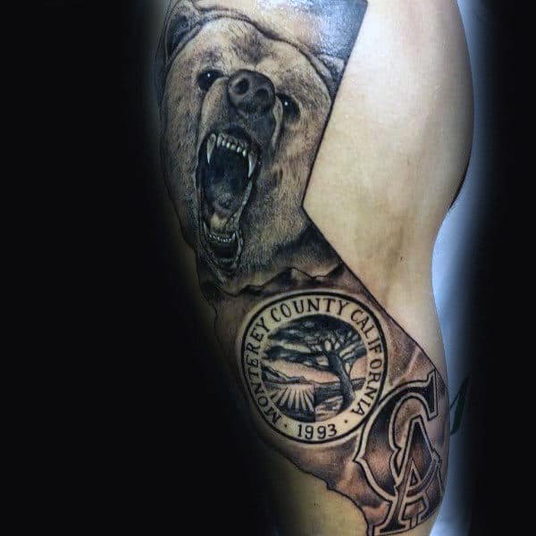 Monterey County California Bear Mens Arm Tattoos