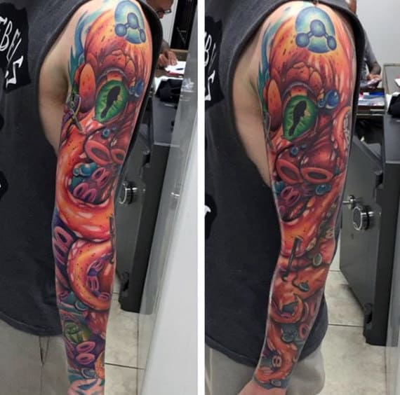 Monumental New School Tattoo Male Full Sleeves