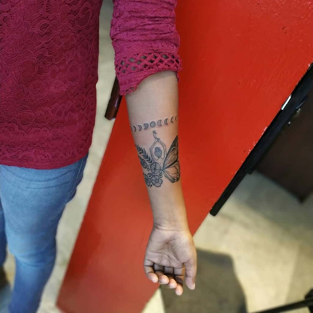 Moon Free Soul Butterfly Tattoo