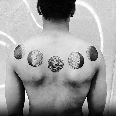 Moon Phases Male Back Tattoo Ideas