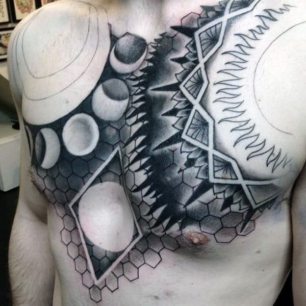 Moon Phases Pattern Male Chest
