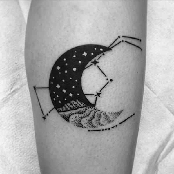 Moon With Constellation Mens Arm Tattoo
