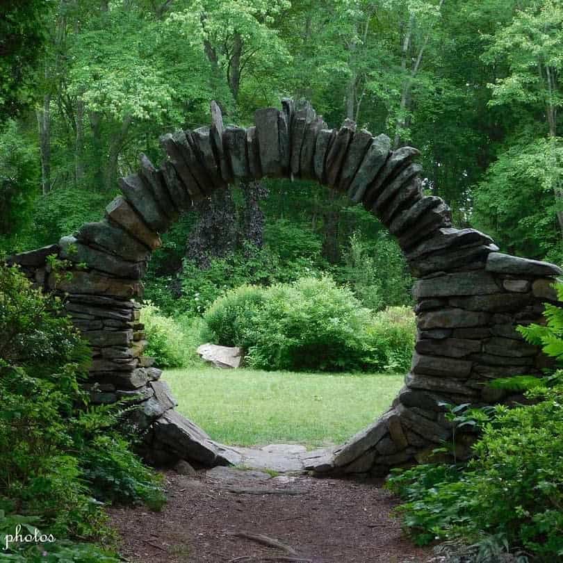 stone moon gate large green garden