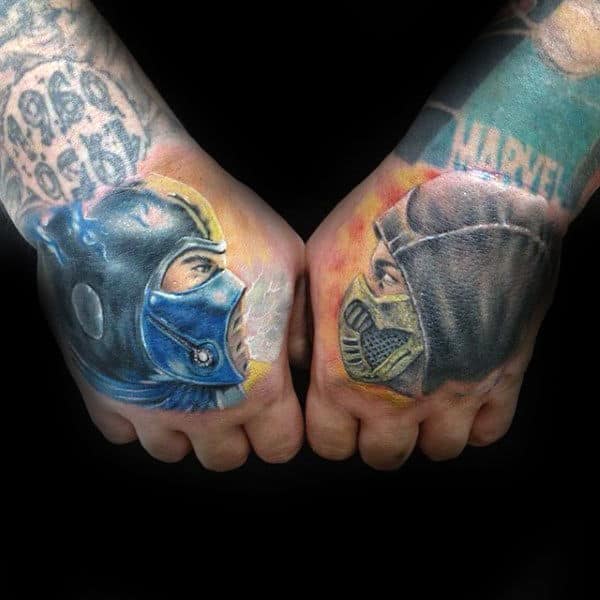 Mortal Kombat Mens Hand Tattoos