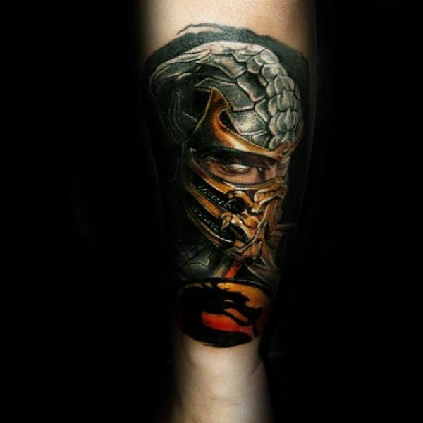 Mortal Kombat Symbol With Character Mens Forearm Tattoo Sleeve
