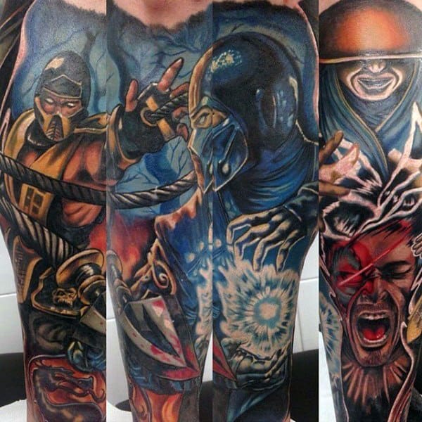 Mortal Kombat Themed Mens Sleeve Tattoo Designs