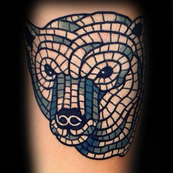 Mosaic Bear Arm Mens Tattoo Ideas