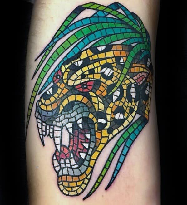Mosaic Mens Tattoo Designs Leopard On Arm