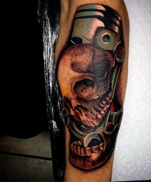 Motorcycle Piston Engine Tattoos On Men