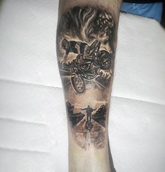 Motorcycle Tattoo Manly Designs On Leg