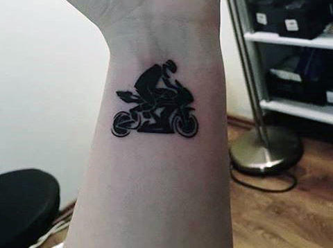 Small Wrist Motorcycle Tattoo Mens