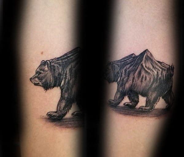 Mountain California Bear Mens Small Arm Tattoo