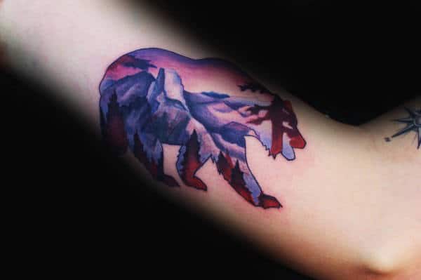 Mountain California Bear Outdoors Mens Small Arm Tattoos