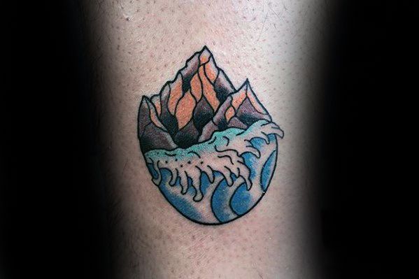Mountain With Ocean Small Forearm Tattoo Ideas For Men