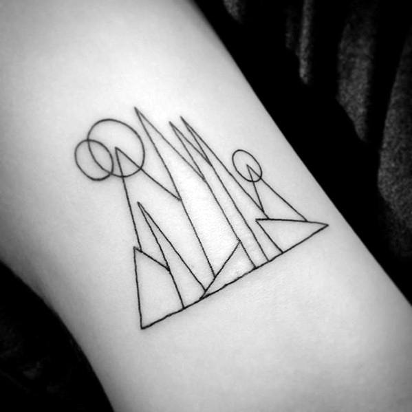 Mountains Geometric Simple Arm Tattoo Ideas For Guys