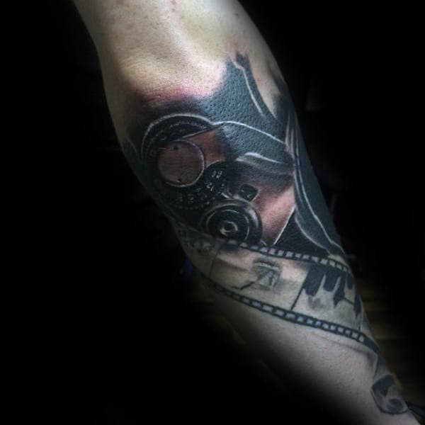 Movie Reels And Camera Tattoo Mens Forearms