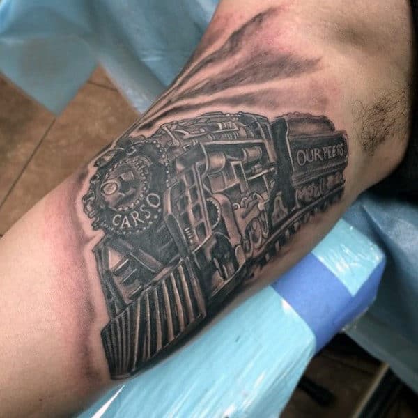 Moving Train Tattoos For Men On Arm